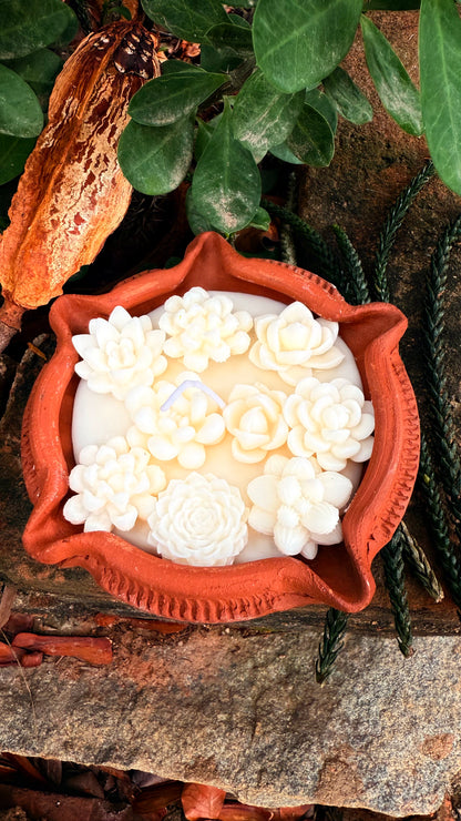 Terracotta Bloom – Sculpted Succulent Candle